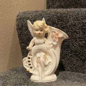 Vintage Ceramic Angel Pixie Flower Vase Planter